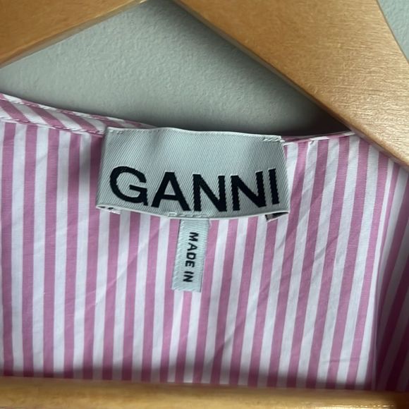 GANNI Ruffled striped cotton-poplin blouse - Picture 14 of 16